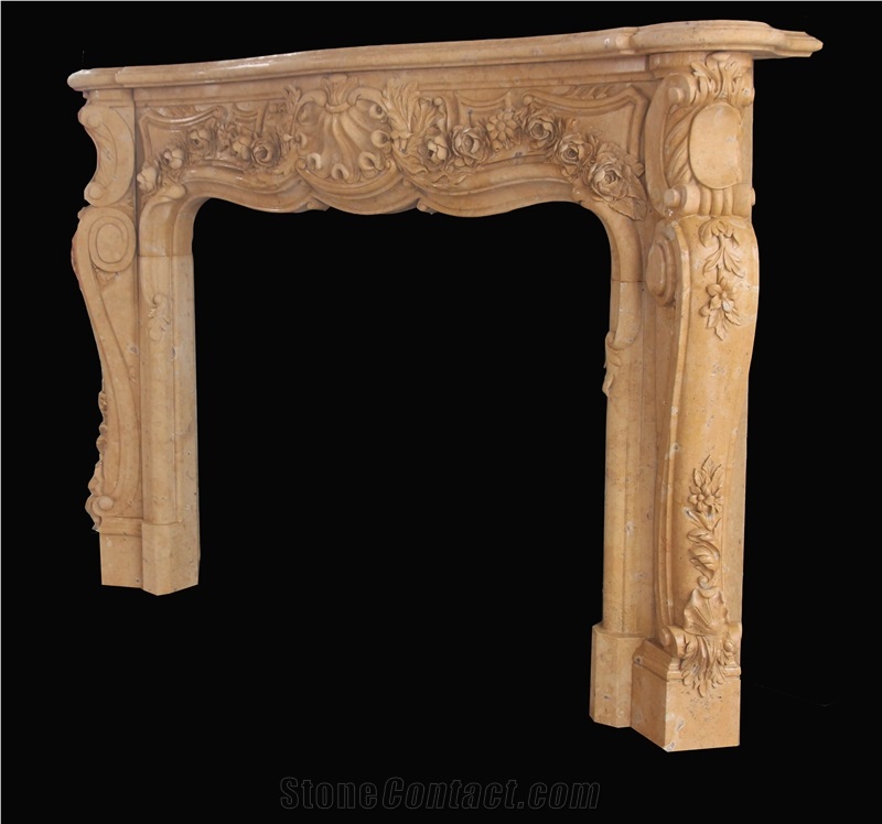 Fireplace Mantel,Beige Fireplace,Western Style,Handcrafted,Surround