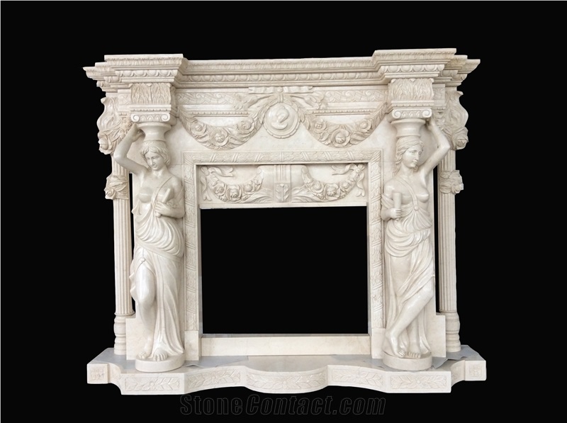 Fireplace Mantel,Crema Marfil Fireplace, Western Style,Handcrafted