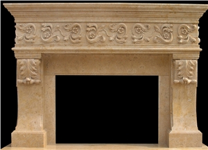 Fireplace Mantel,Crema Marfil Fireplace, Western Style,Handcrafted