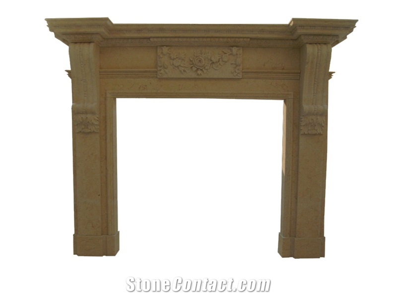 Fireplace Mantel,Egyptian Sunny Yellow,Western Style,Handcrafted