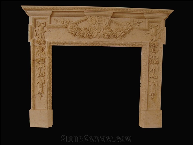 Fireplace Mantel,Egyptian Sunny Yellow,Western Style,Handcrafted