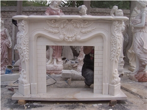 Fireplace Mantels Surround with Fangshan White Marble