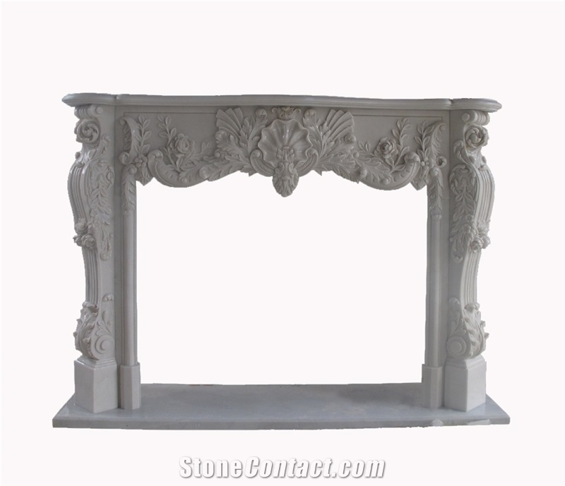 Fireplace Mantels Surround with Hunan White Marble
