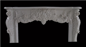 Fireplace Mantels Surround with Hunan White Marble
