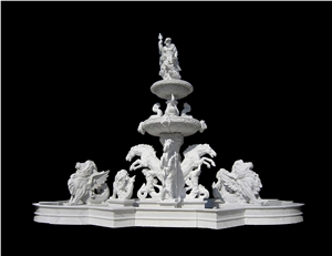 Hand Carved Fangshan White Marble Fountain