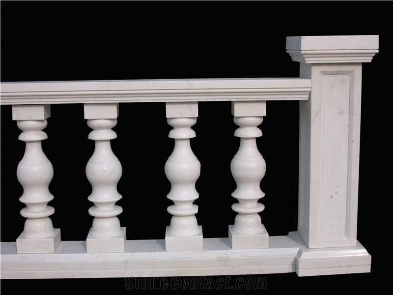 Hand Carved White Marble Sculptured Balustrade, Western Style Railings