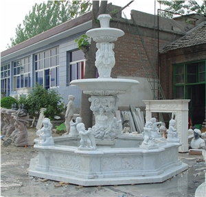 Handcarved White Marble Sculptured Garden Fountains, Western Style