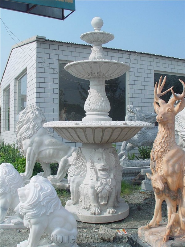 Handcarved White Marble Sculptured Garden Fountains, Western Style