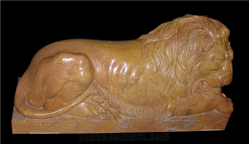 Marble Hand Carved Lion Statue Sculptured Handcrafts