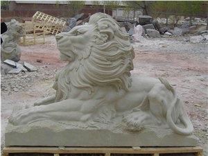 Marble Hand Carved Lion Statue Sculptured Lion Guardian Statue