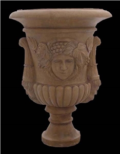 Natural Stone Handcarved Garden Flower Pots, Western Style Planters