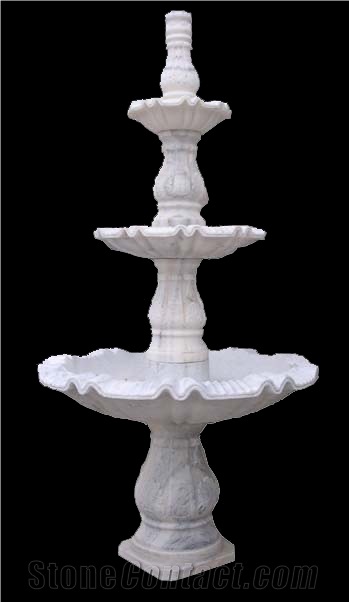 Sculptured Garden Fountain/Handcarved Stone Wall Fountains,White