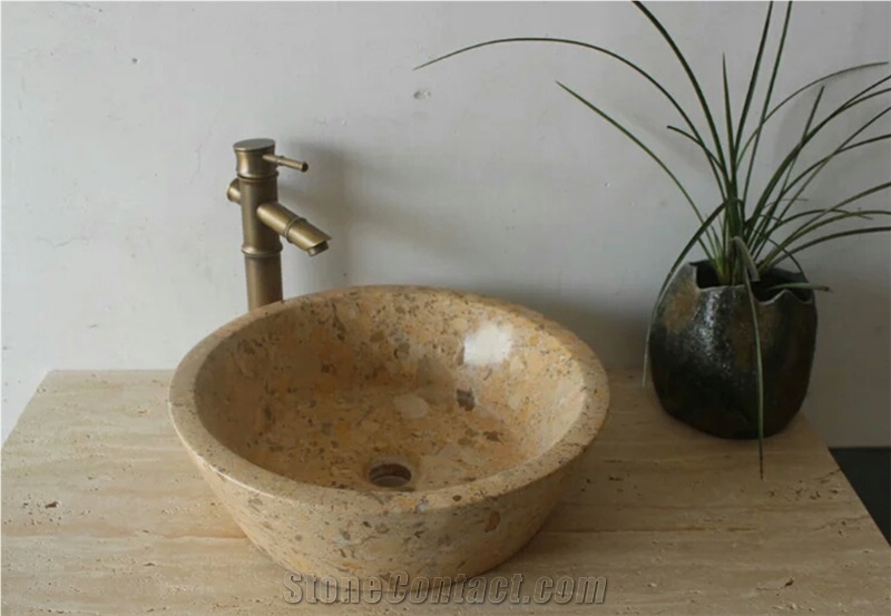 Stone Sink&Basin/ Nature Stone/ Beige Mable/ Western Style
