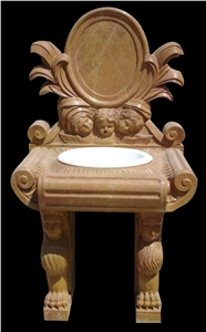 Stone Sink/ Handcarved Basin/ Nature Stone/ Beige Mable/ Western Style