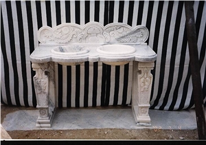 White Marble Carved Sinks,Natural Marble Sinks,Design Basins