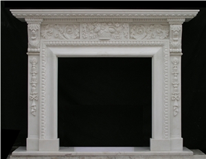 White Marble Fireplace Mantel,Western Style,Fireplace Surround, Mantel