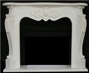 White Marble Fireplace Mantel,Western Style,Fireplace Surround, Mantel