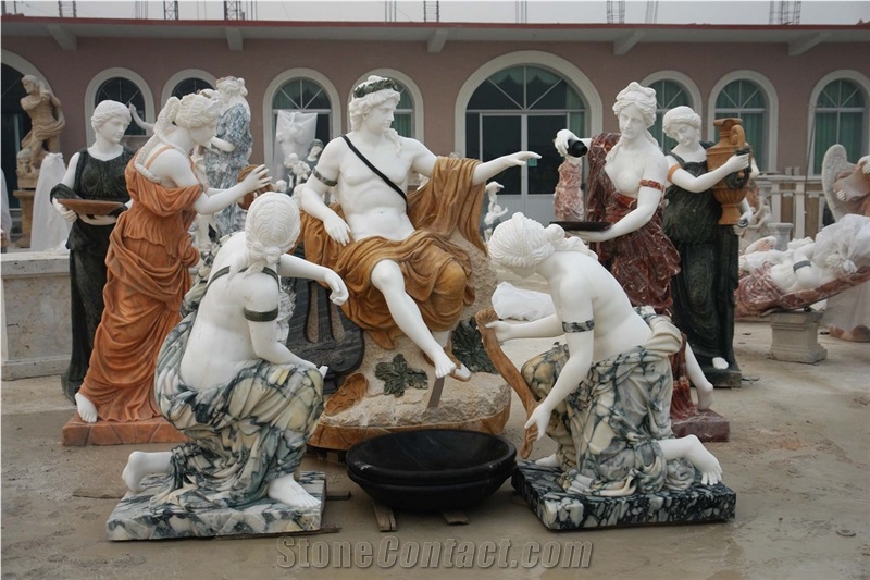 White Marble Hand Carved Human Sculptures, Western Sculptured Statues