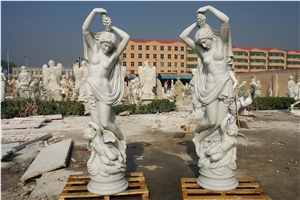 White Marble Hand Carved Human Sculptures, Western Sculptured Statues