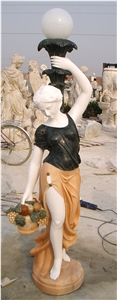 White Marble Hand Carved Human Statues, Western Style Women Sculptures