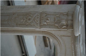 White Marble Handcarved Sculpture Stone Fireplace Mantels