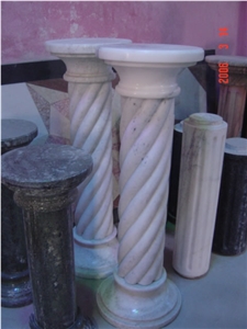 White Marble Pedestal Columns, Carving Stone Columns