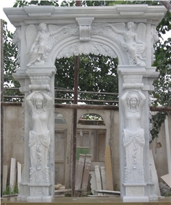 White Marble Sculptured Door Surround, Western Style Handcarved Door