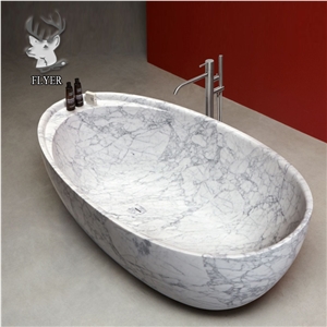Home Decoration Large Bianco Carrara Marble Bathubs