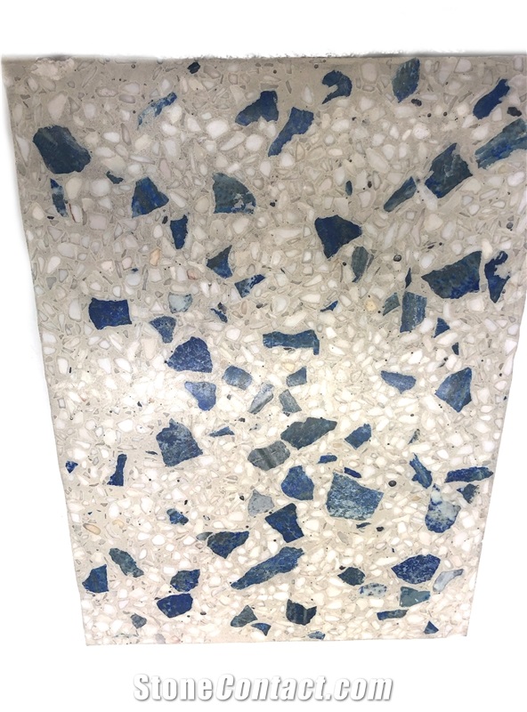 Lapis Lazuli Terrazo on Beige Cement