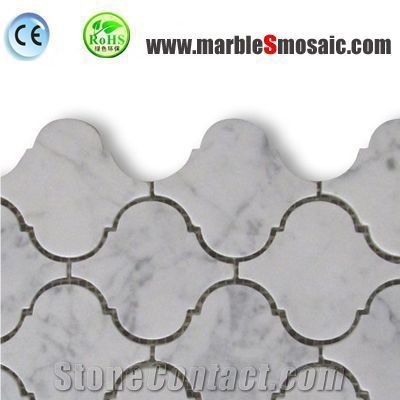Arabesque Carrara White Marble Mosaic Tile Panel