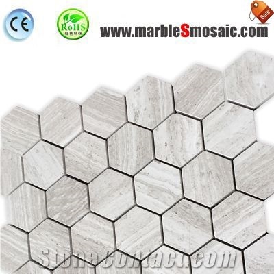 Athens Grey Hexagon Marble Mosaic Tile