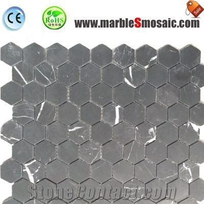 China Hexagon Black Marble Mosaic