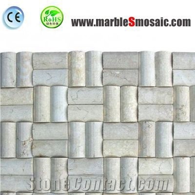 Column 3d Beige Marble Mosaic Panel