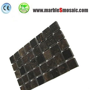 Dark Brown Square Marble Mosaic Sheet