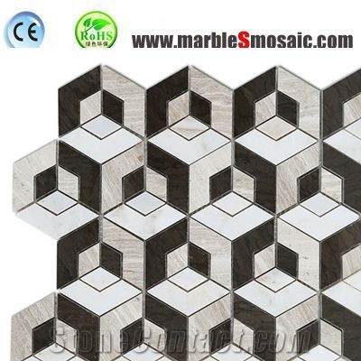 Dark Cubic Bath 3d Marble Mosaic Tiles