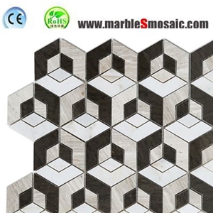 Dark Cubic Bath 3d Marble Mosaic Tiles