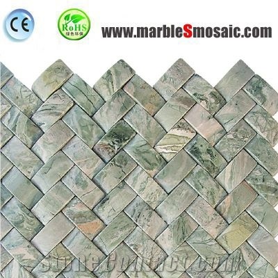 Green Marble Basketweave Mosaic Tile