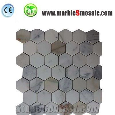 Hexagon Calacatta Gold Marble Mosaic Sheet