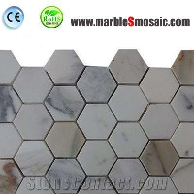 Hexagon Calacatta Gold Marble Mosaic Sheet