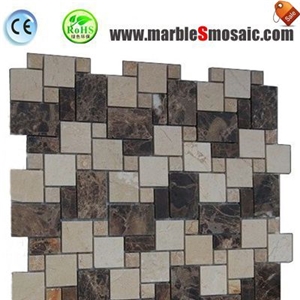 Mini Versailles Beige+Brown Marble Mosaic Tiles