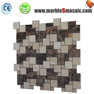 Mini Versailles Beige+Brown Marble Mosaic Tiles
