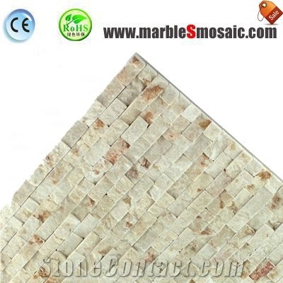 Natural Split Surface Beige Stone Mosaic Panel