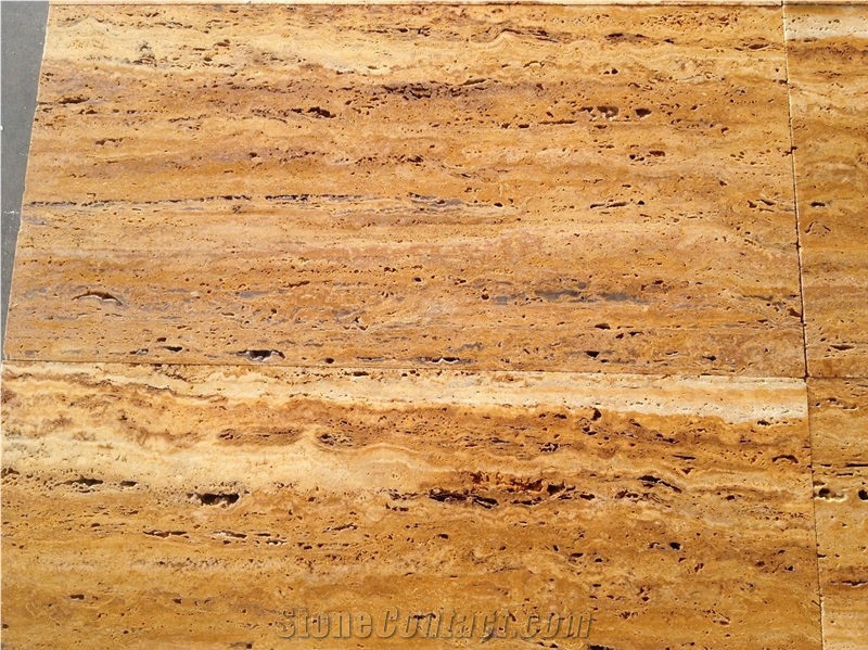 Fantasy Gold Travertine Vein Cut Tiles and Slabs