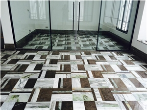 Sidi Kacem Marble with Arabescato Marble Floor Application