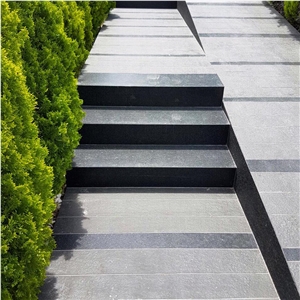Steps with Black Granite Flamed and Brushed