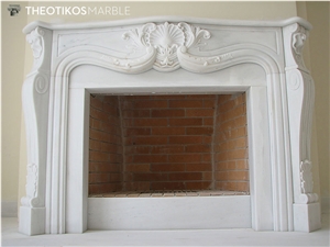 White Marble Carved Fireplace Classic Style Mantels