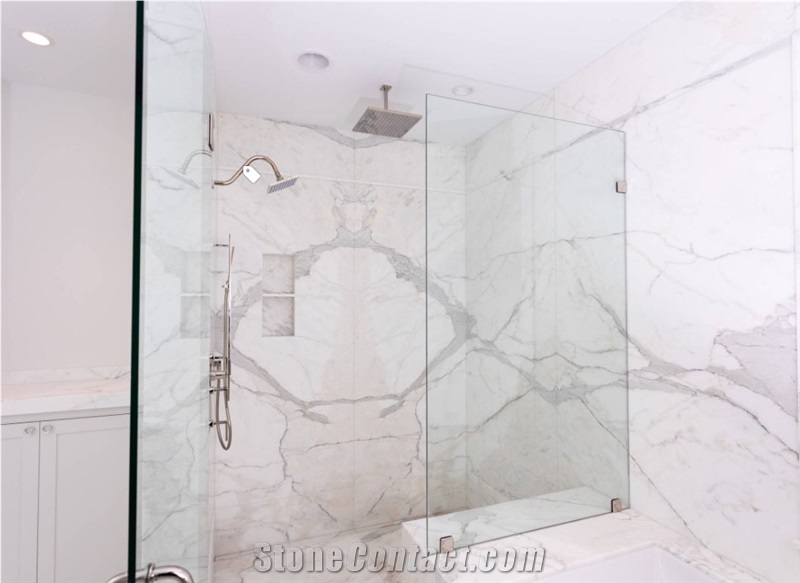Calacatta Premium Italian White Marble Bathroom Design