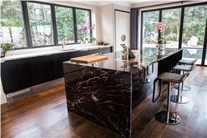 Polished Titanium Granite Island with a Downstand