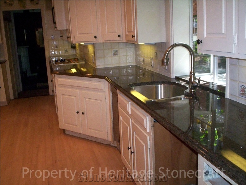 Tropic Brown Granite Kitchen Countertop, Drop-In Stainless Steel Sink