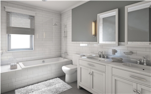 White Quartz Master Bathroom Vanity Top